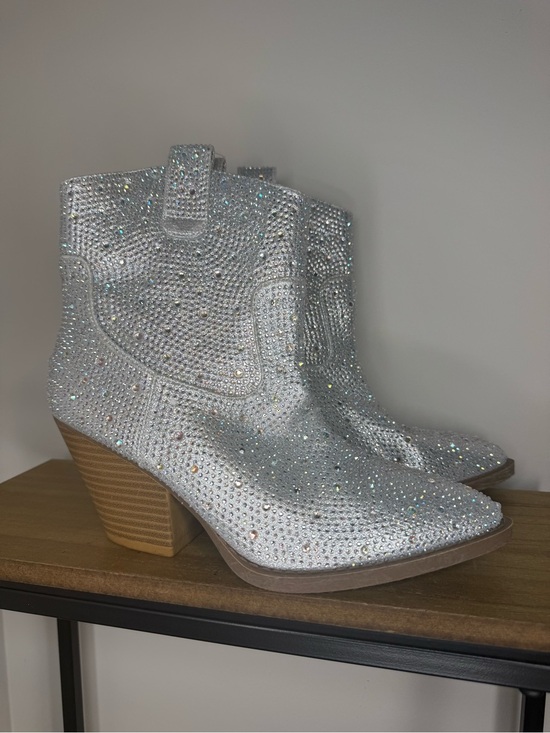 Forever 21 Shoes - Forever 21 Sparkling Silver Rhinestone Western Ankle Boots